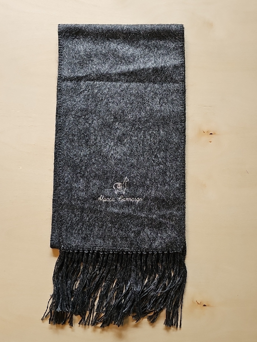 Alpaca Camargo Dark Gray Alpaca-Blend Fringe Scarf